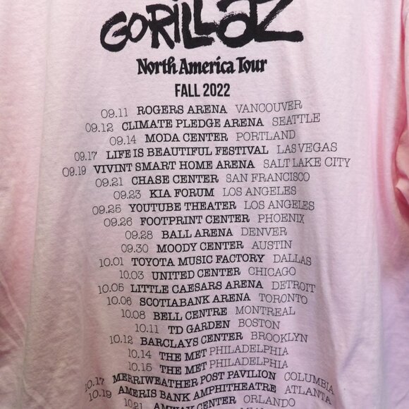Gorillaz official tour t-shirt. north American tour 2022 Chicago - Picture 2 of 5